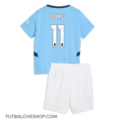 Dres Manchester City Jeremy Doku #11 Domáci pre deti 2024-25 Krátky Rukáv (+ trenírky)